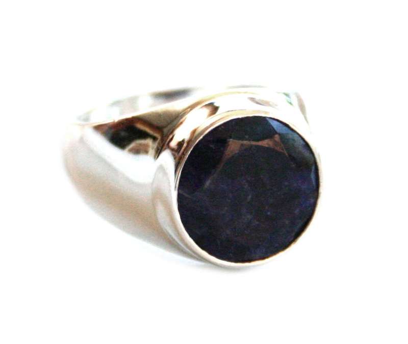 Sapphire ring in 925 silver, round, 18mm ID