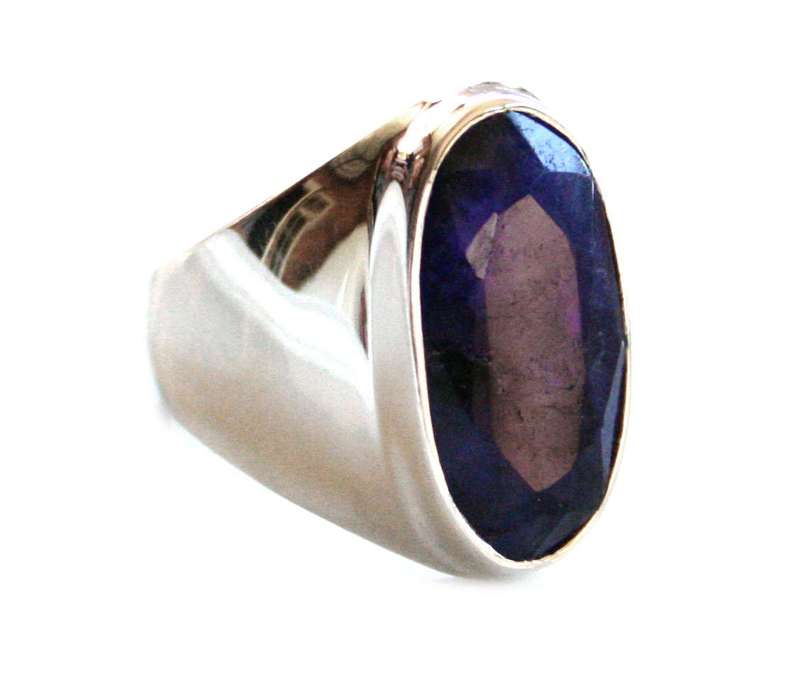 Sapphire ring in 925 silver, oval, 17.5mm ID