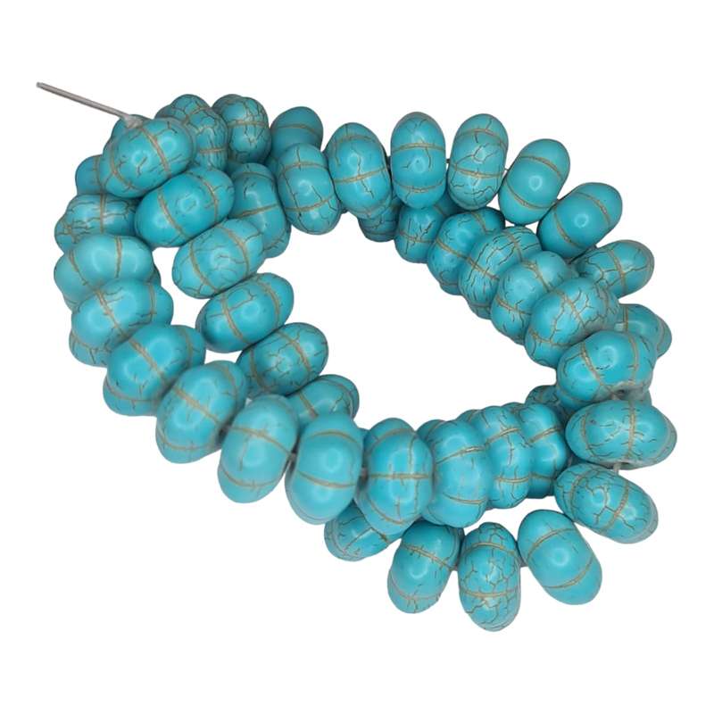 Blue Howlite bead string, pumpkin shape, 8x13mm, 38cm
