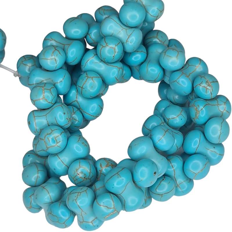 Blue Howlite bead string, dumbbell shape, 8x14mm, 38cm