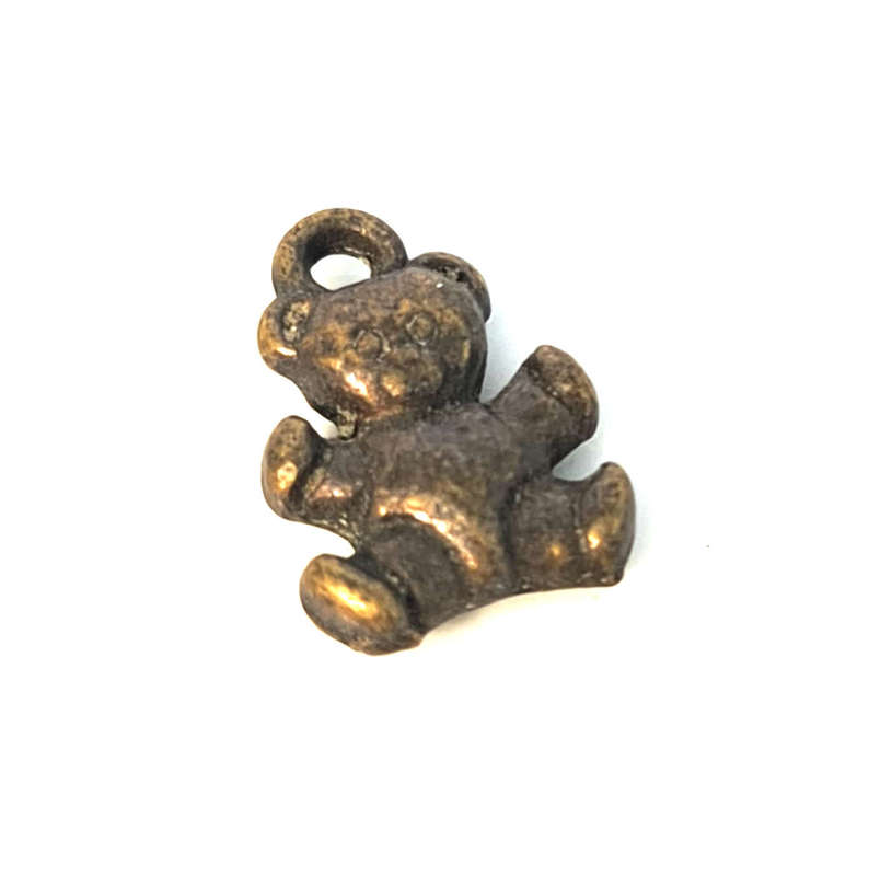 4 x teddy charm, bronze, 19mm