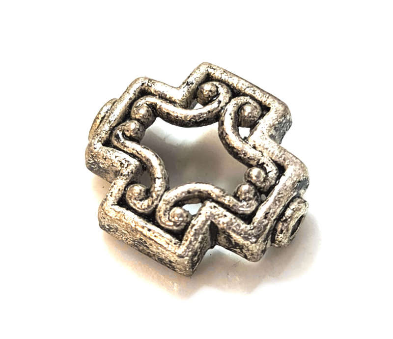 2 x Plus w filigree spacer, silver, 18mm