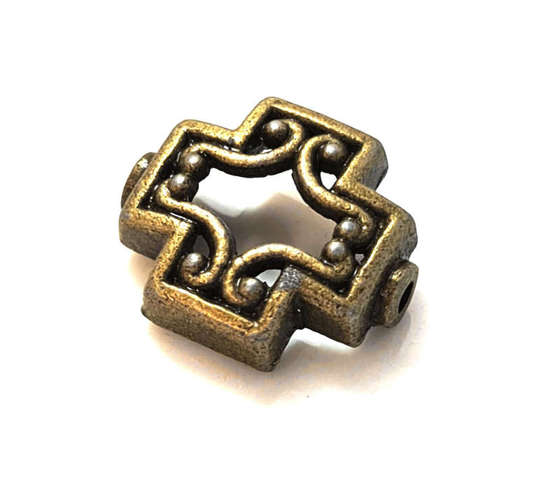 2 x Plus w filigree spacer, bronze, 18mm