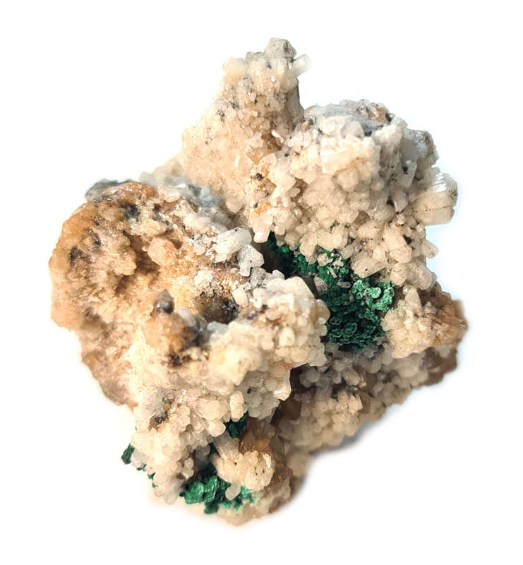 Aragonite w Malachite Specimen, Tsumeb, 45x45x50mm