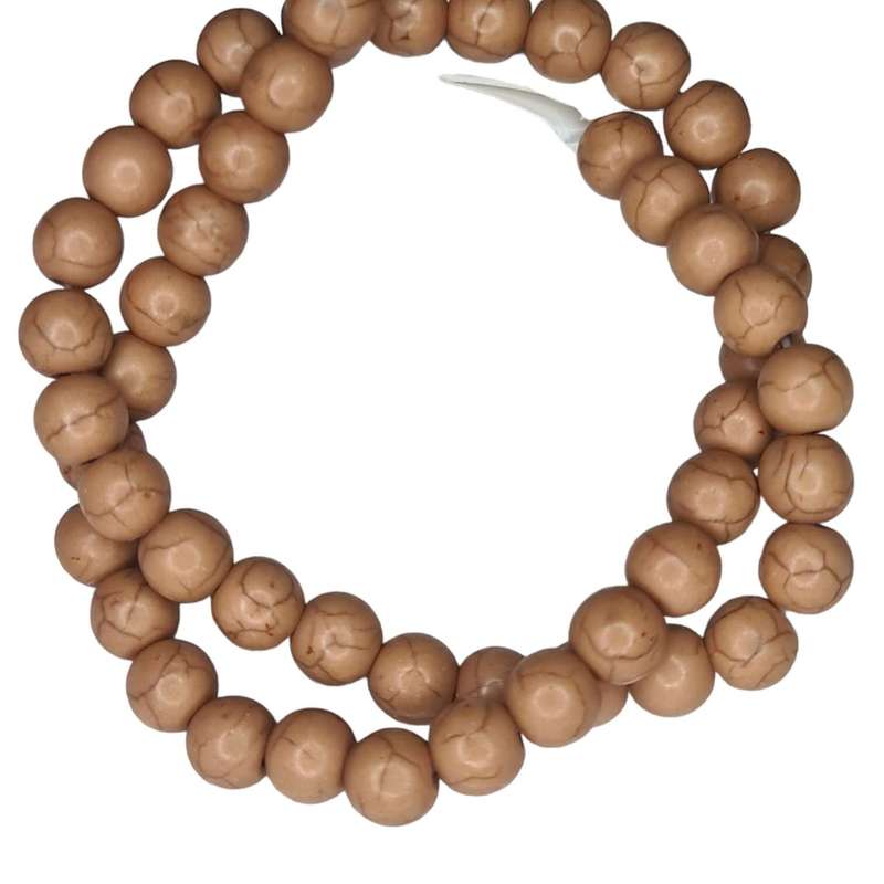 Colored Howlite bead string, caramel, round, 8mm, 40cm