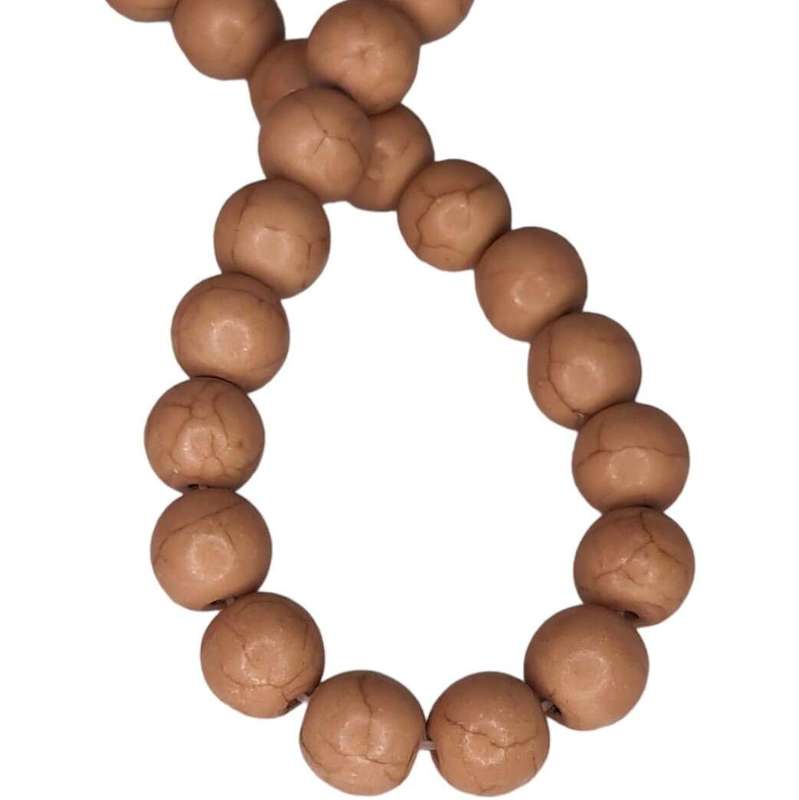 Colored Howlite bead string, pale brown, round, 8mm, 40cm