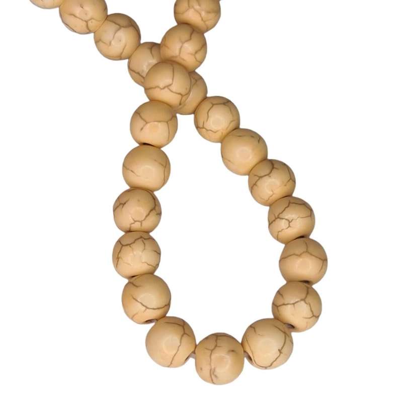 Colored Howlite bead string, light mustard, round, 8mm, 40cm