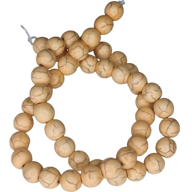 Colored Howlite bead string, light mustard, round, 8mm, 40cm