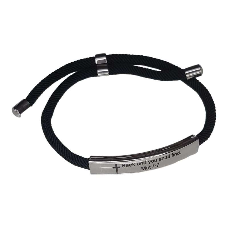 Stainless Steel Mat 7:7 scripture bracelet, adjustable