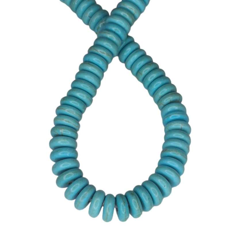 Blue howlite rondelle bead string, 3x9mm, 40cm