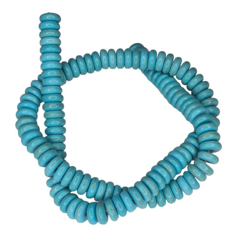 Blue howlite rondelle bead string, 3x9mm, 40cm