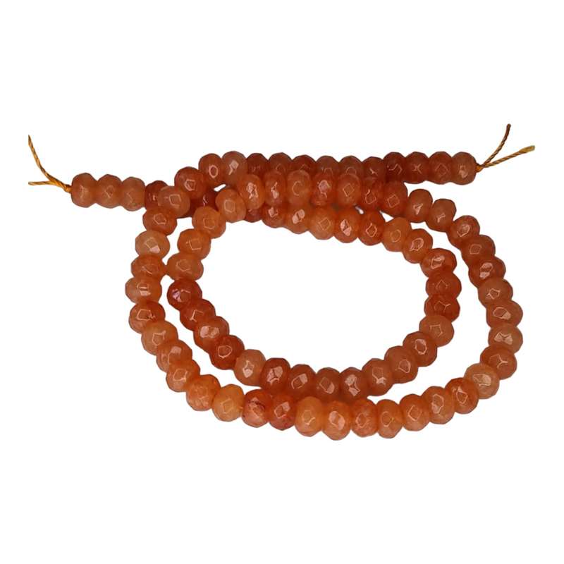 Orange colored Jadeite bead string, rondelle, faceted, 4x6mm, 40cm