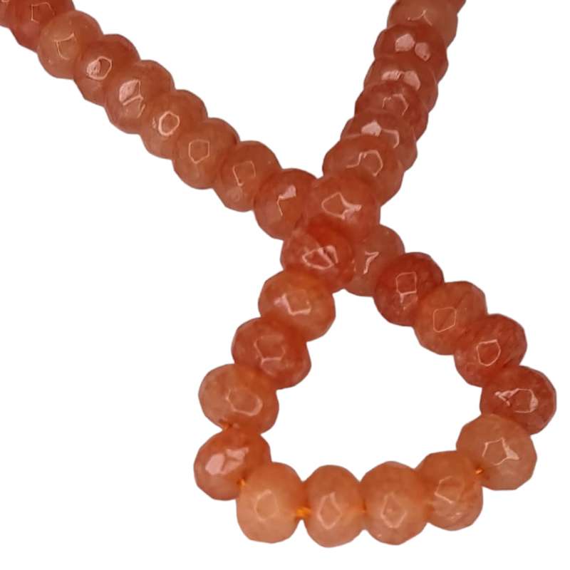 Orange colored Jadeite bead string, rondelle, faceted, 4x6mm, 40cm
