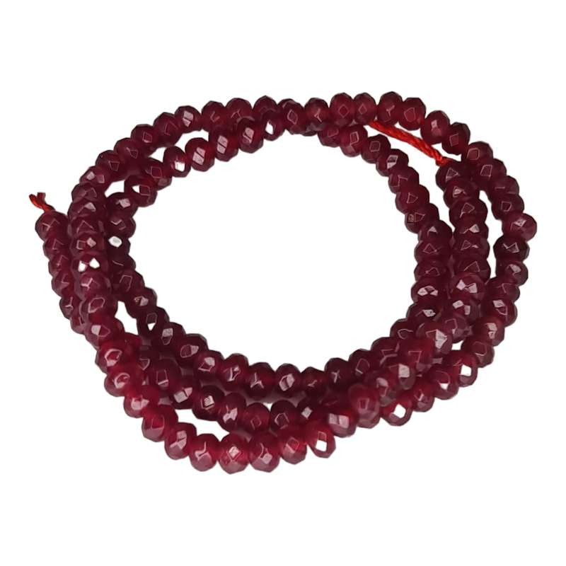 Ruby colored Jadeite bead string, 3x5mm, Rondelle, 40cm
