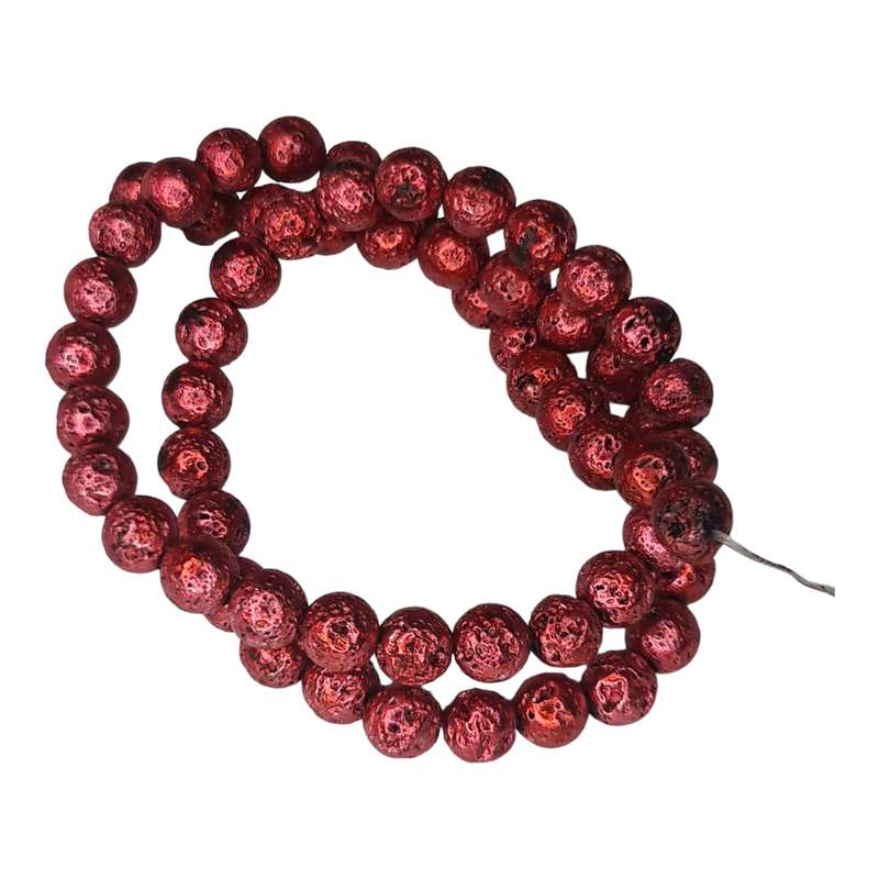 Metallic Cherry Lava bead string, round, 7mm, 40cm