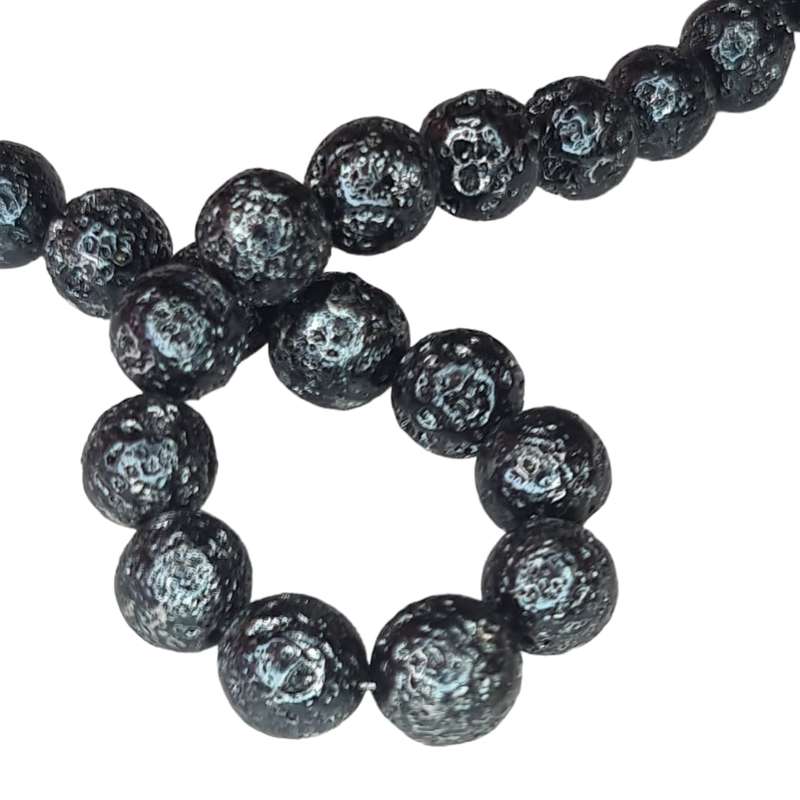 Metallic Midnight Blue Lava bead string, round, 10mm, 40cm