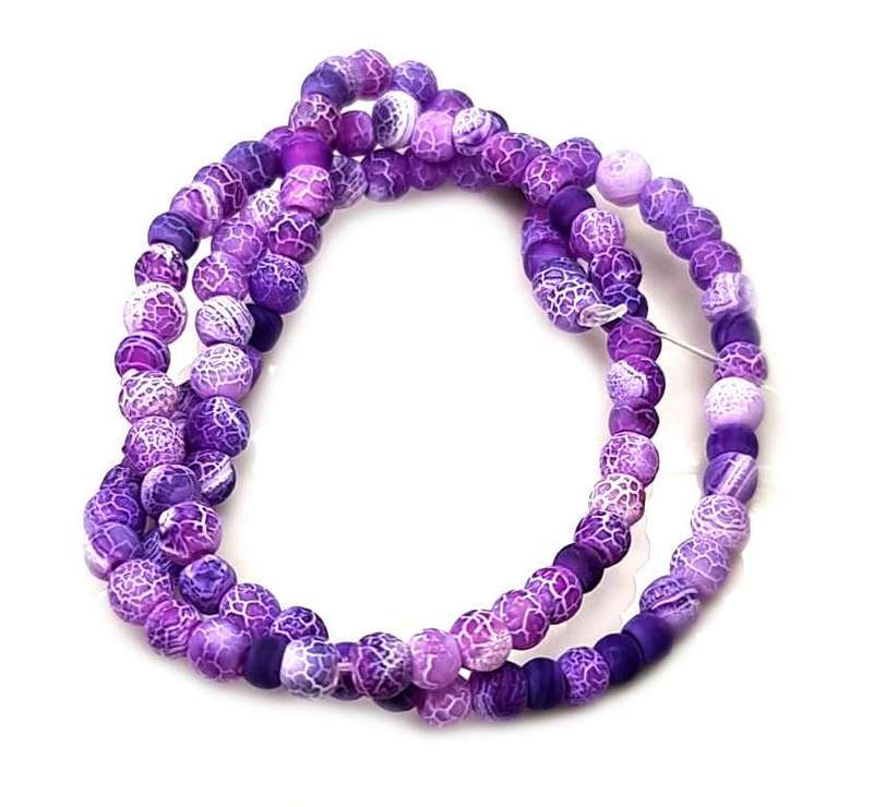 Crackle Agate bead string, purple, 4mm, matte, 40cm
