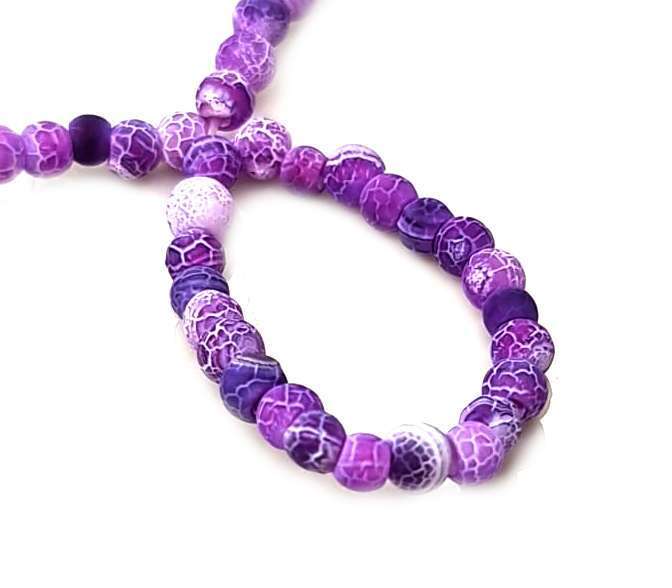 Crackle Agate bead string, purple, 4mm, matte, 40cm