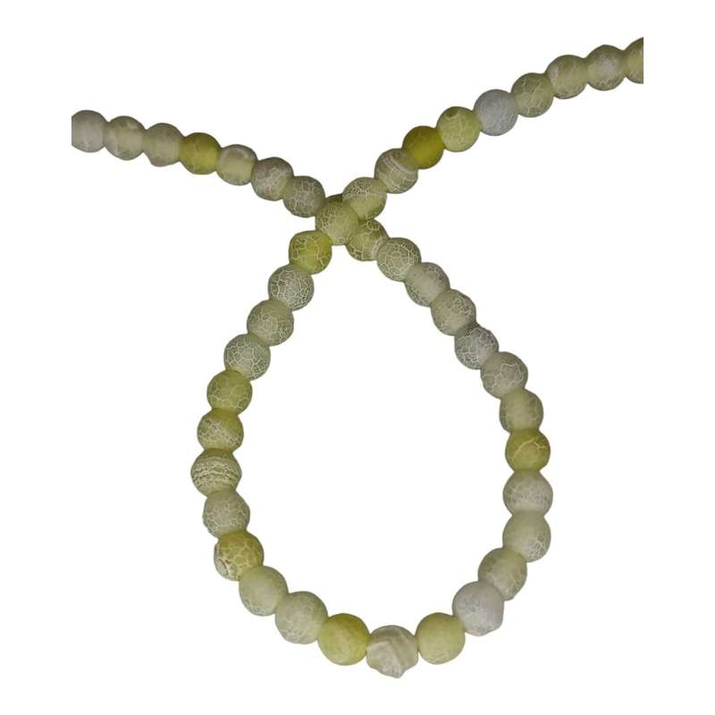 Light yellow crackled agate bead string, frosted, 6mm, 40cm