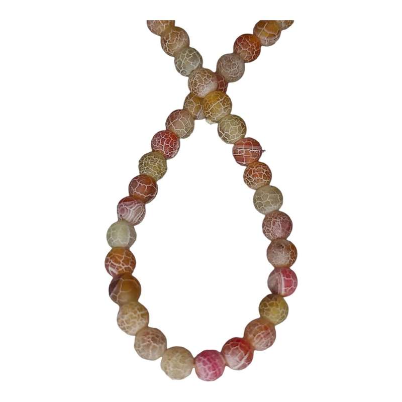 Pink Salmon crackled agate bead string, round, frosted, 6mm, 40cm
