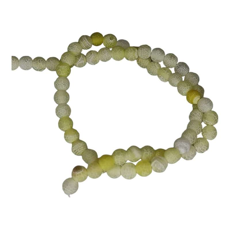 Light yellow crackled agate bead string, frosted, 6mm, 40cm