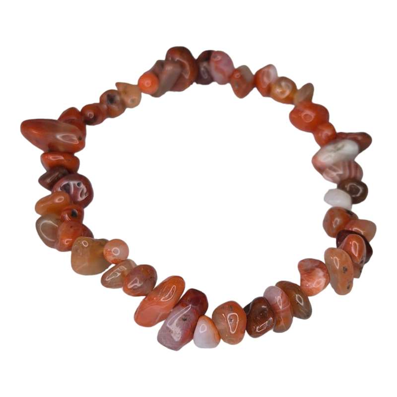 Carnelian chip bracelet, stretchcord