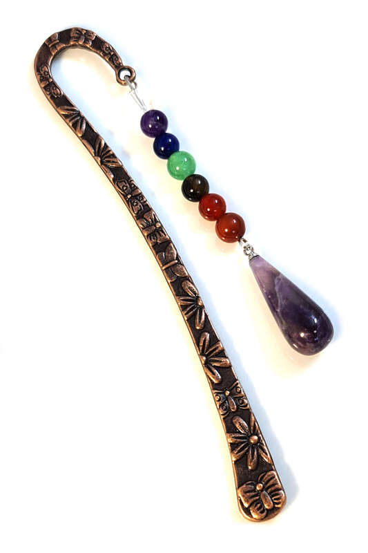 Bronze chakra bookmark, amethyst, 12.5cm