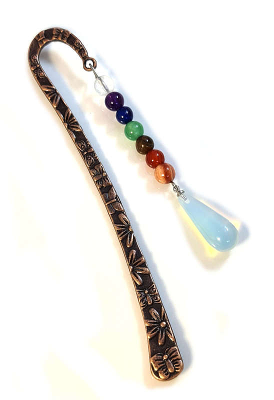 Bronze chakra bookmark, opalite, 12.5cm