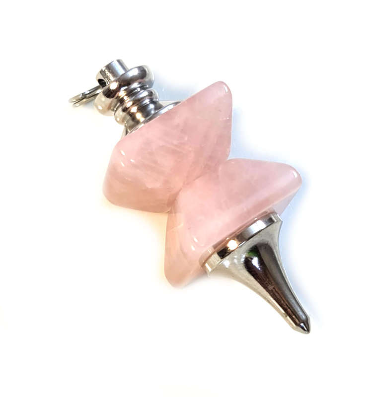 Rose Quartz double pyramid pendulum pendant, 52