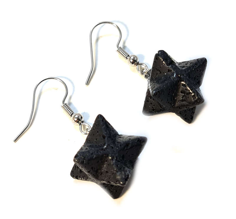Lava Merkaba star earrings, 40mm