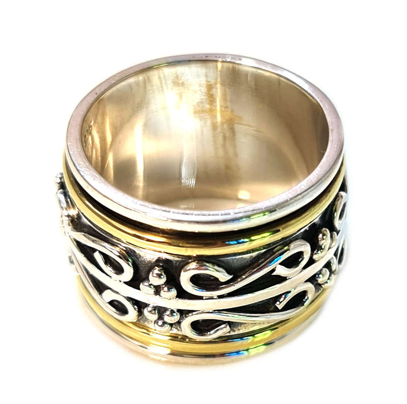 Antique design spinner ring in 925 silver, 20mm ID