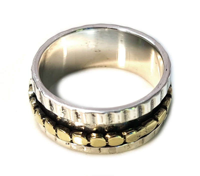 Textured spinner ring in 925 silver, 19mm ID