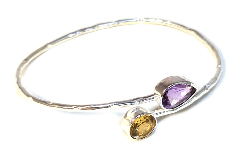 Amethyst w Citrine bangle in 925 silver