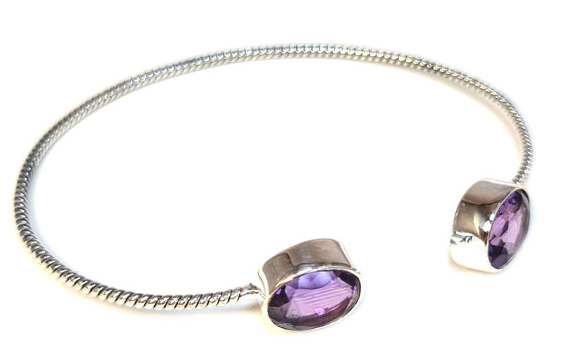 Amethyst bangle in 925 silver