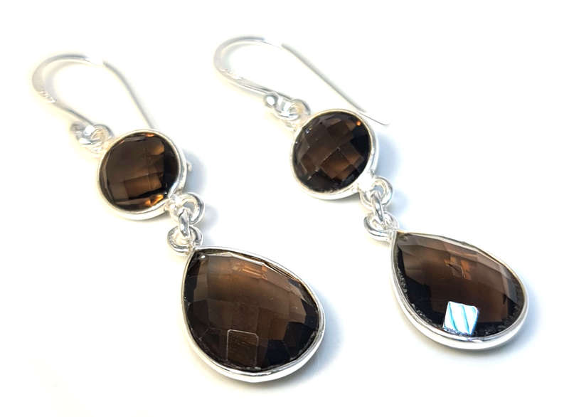 Smoky Quartz earrings in 925 silver, 48mm incl. hook
