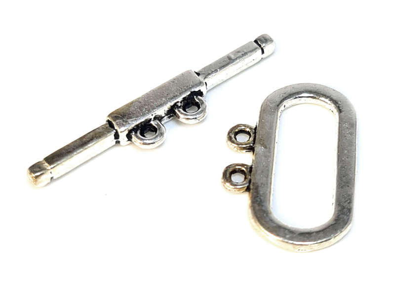 Bar & Toggle clasp, oval, 2-string, nickel free, 15mm