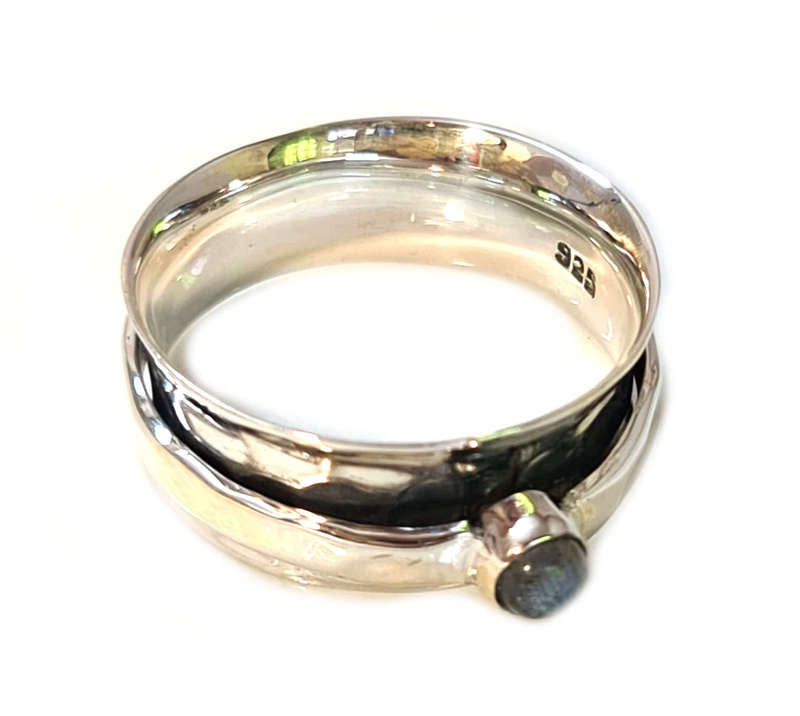 Labradorite spinner ring in 925 silver, round, 20mm ID