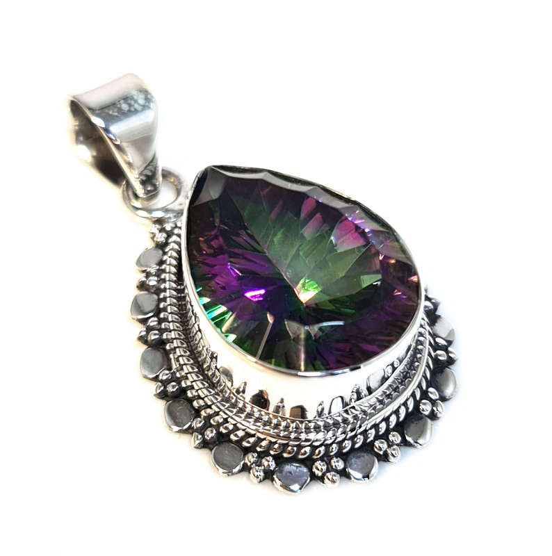 Mystic Topaz pendant in 925 silver, pear, 41mm incl. bail