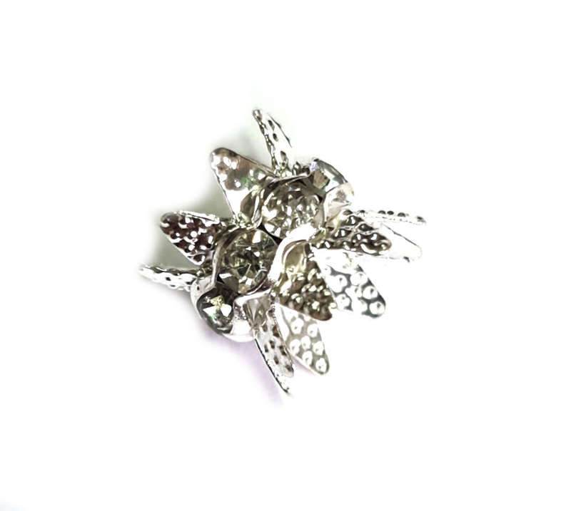 Double cap rondelle, bright silver, 10mm