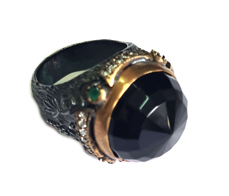 Turkish Onyx dome ring in 925 silver, 18mm ID