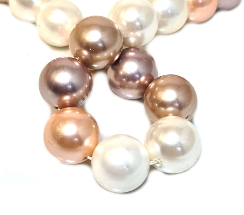 Shell pearl string, round - cream, creamrose, peach, powdered almond, 12mm, 40cm