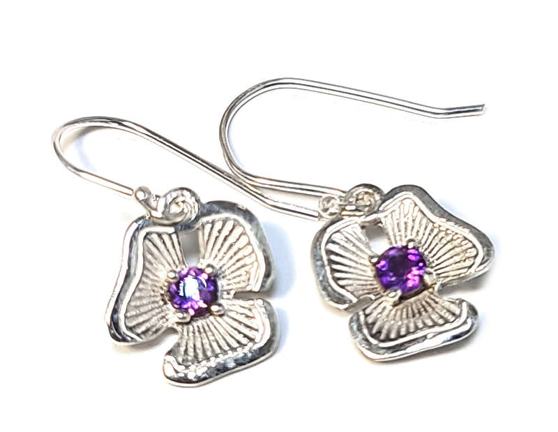 Petunia earrings in 925 silver, Amethyst, 25mm incl. hook