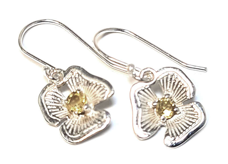 Petunia earrings in 925 silver, Citrine, 25mm incl. hook