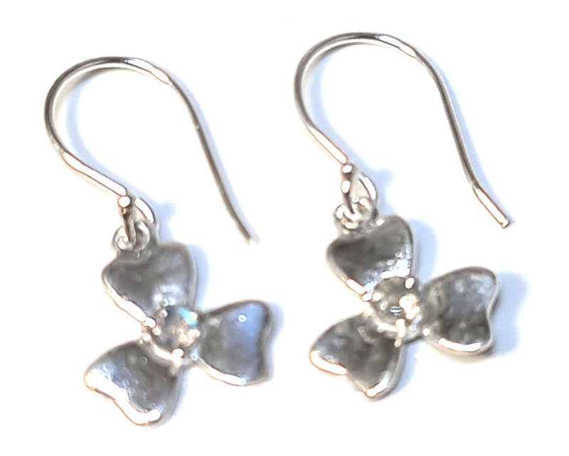 Clover earrings in 925 silver, Labradorite, 25mm incl. hook
