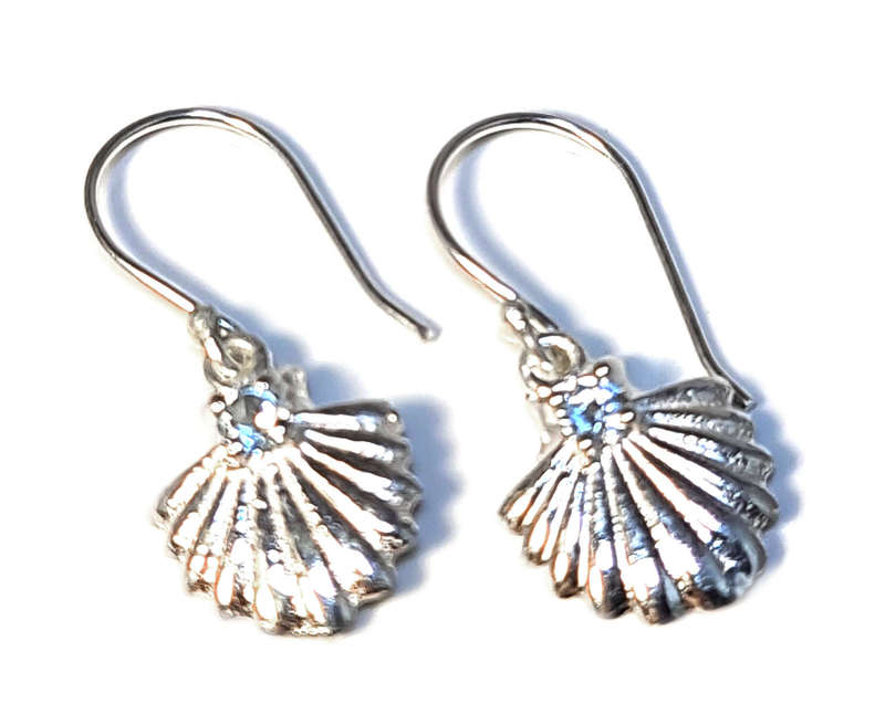Clam earrings in 925 silver, Aquamarine, 26mm incl. hook