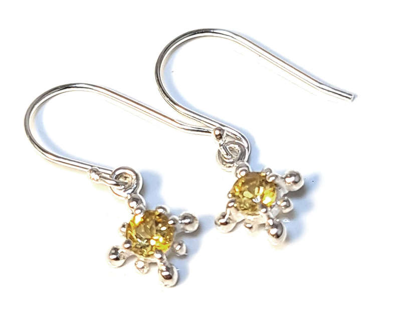 Modern earrings in 925 silver, Citrine, 26mm incl. hook