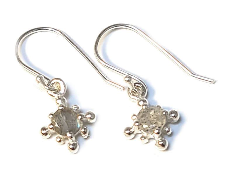 Modern earrings in 925 silver, Labradorite, 26mm incl. hook