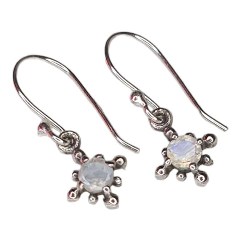 Modern earrings in 925 silver, Moonstone, 26mm incl. hook