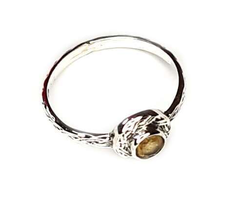 Citrine ring in 925 silver, round, 18mm ID