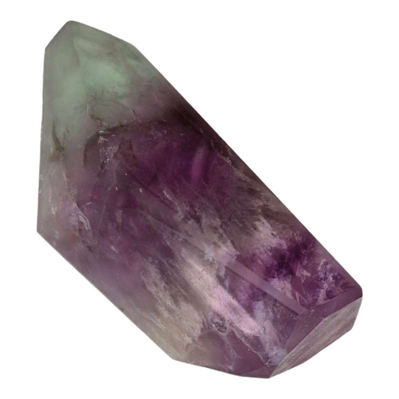 Rainbow fluorite faceted point, 7cm high